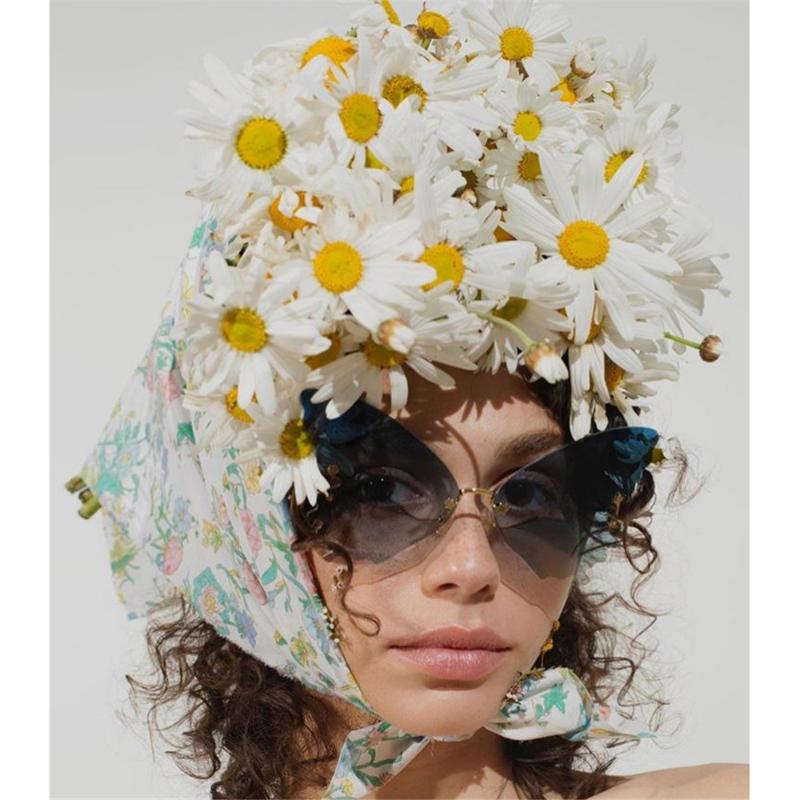 

2021 Women Vintage Fashion Butterfly Sunglasses UV Protection Retro Sun Glasses Rimless Sunglasses Decorations Eyewear