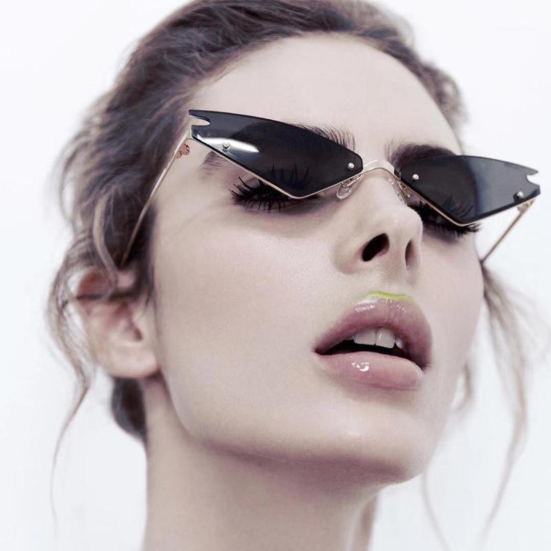 

Cateye Women Sunglasses Rimless Sunglasses-women Vintage Retro Sun Glasses for Female Anti-glare Elegant Luxury 2020 Brand Blue1