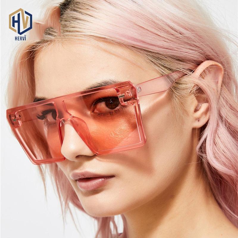 

2020 Oversized Square Sunglasses Women Fashion Flat Top colorful Clear Lens Sun Glasses Vintage Men Gafas Glasses1