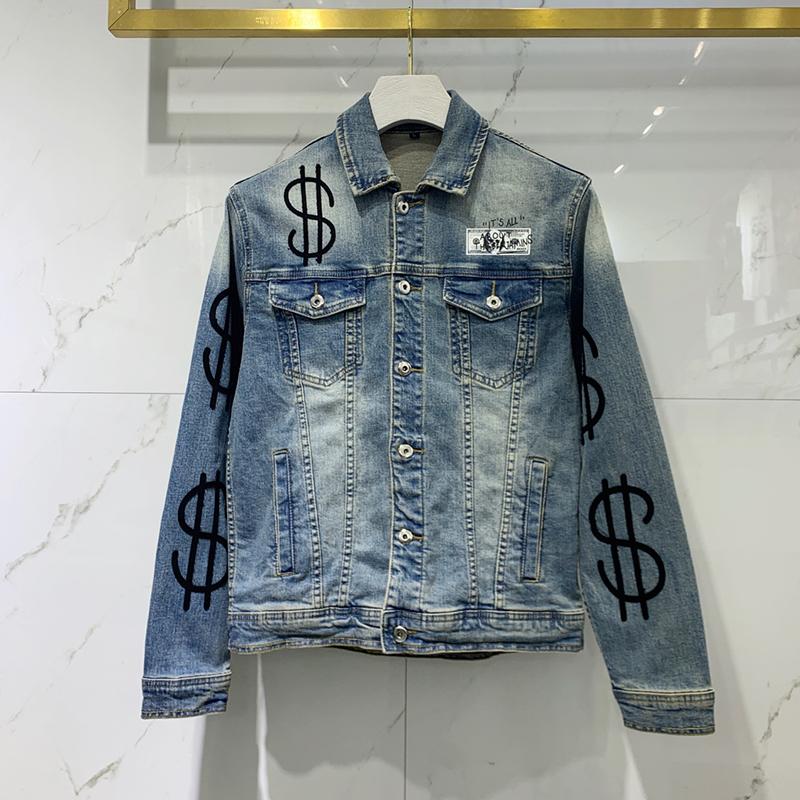 

Black Biker Denim Jackets for Mens Slim Fit Short hip hop Casual Motorcycle Blue Casual Coats Embroidered letters Male Tops Fitness clothing