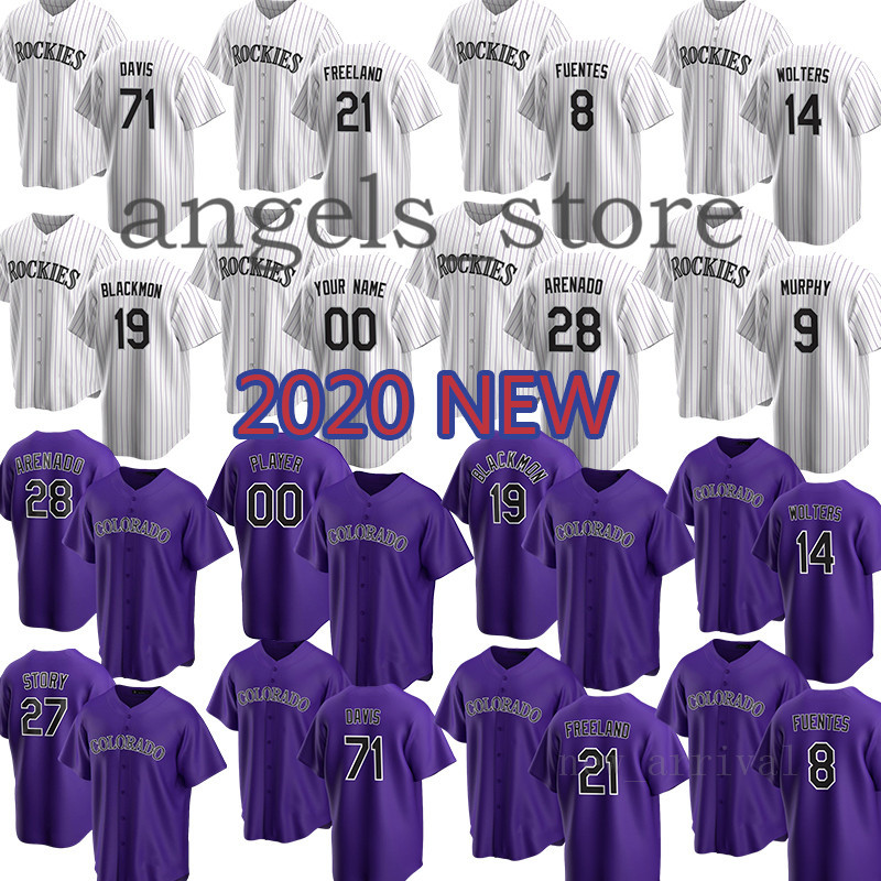 

2020 Custom Rockies Gonzalez Parra Nolan Arenado Valaika Murphy Davis Bettis Senzatela Anderson Desmond Iannetta McMahon Wolters Story Mens, Blue;black