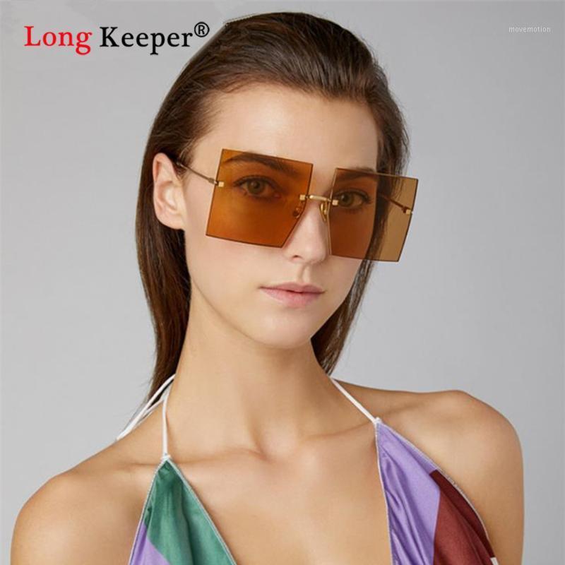 

2020 Oversized Brown Sunglasses Men Women High Quality Square Big Rimless Sun Glasses Female Shades Glasses UV400 Free Shipping1
