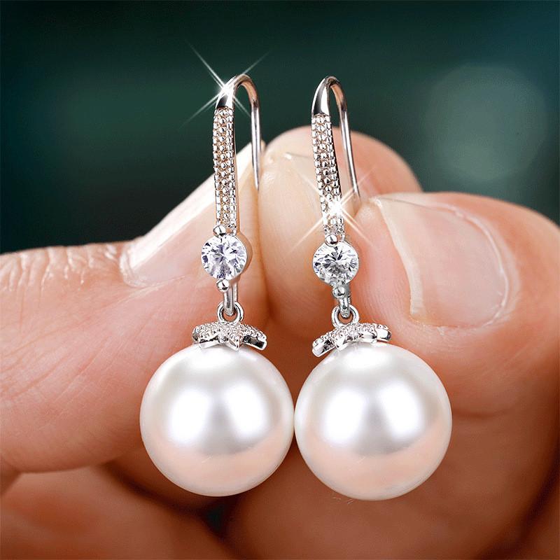 

WUKALO Elegant Round Imitation Pearl Dangle Earrings Dazzling CZ Women Engagement Wedding Graceful Accessories Fashion Earrings