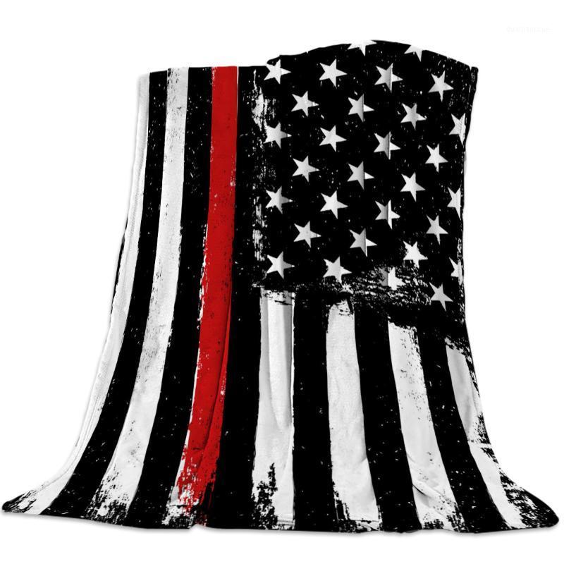 

American Flag Red Black Flannel Blanket for Bed Sofa Portable Soft Fleece Throw Funny Plush Bedspreads1