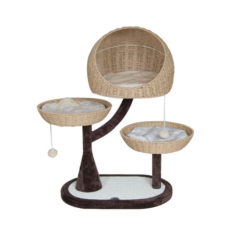 

Hand woven cat climbing frame Sisal cat jumping platform tree rattan Iron cat's nest Pet Supplies bed house kennel