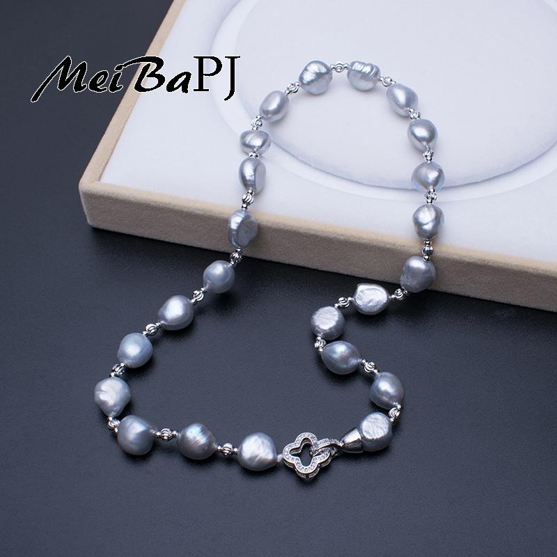 

Chains [MeiBaPJ]European Style Baroque Natural Real Freshwater Pearl Long Necklace For Women Wedding Jewelry