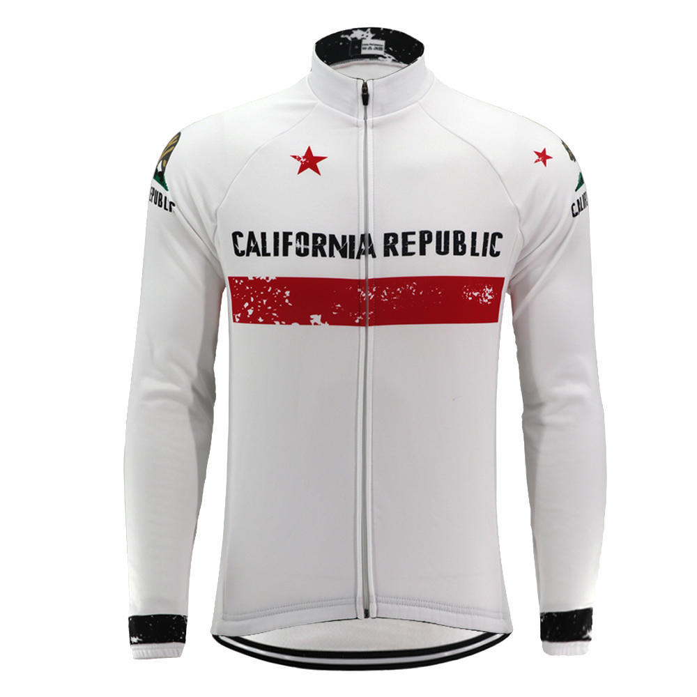 

California republic men retro cycling jersey long sleeve pro team winter fleece & Autumn no fleece bike wear clothing road MTB jersey, Summer thin
