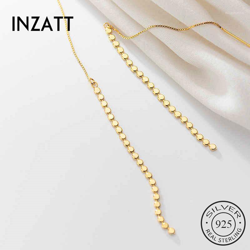

INZAReal 925 Sterling Silver Tassel Round Drop Earrings For Elegant Women Party Fine Jewelry Geometry Accessories Gift1