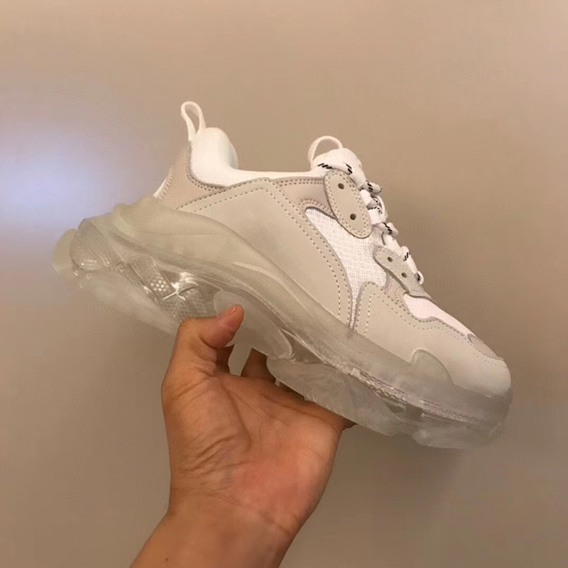 

Men Women Transparent Soles Dad Shoes Paris 17FW Triple Sneakers Vintage Sports Designer Shoes Men Women Lace-up Trainers, Color 14