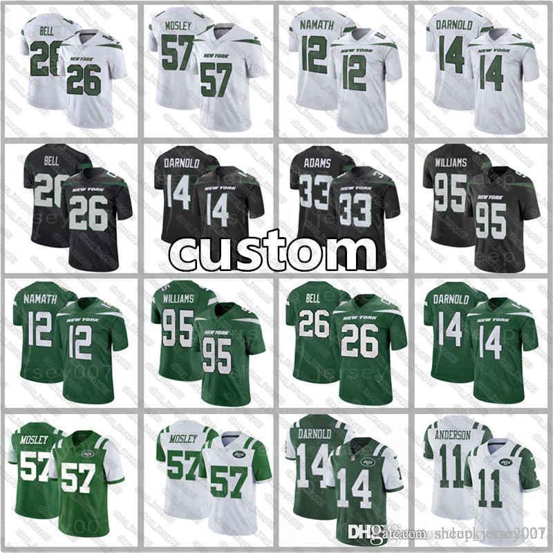 

custom New Football Jersey York Jet 14 Sam Darnold 26 Le'Veon Bell 28 Curtis Martin Jersey Joe Namath Jamal Adams Quinnen Williams, Custom men (penqiji)