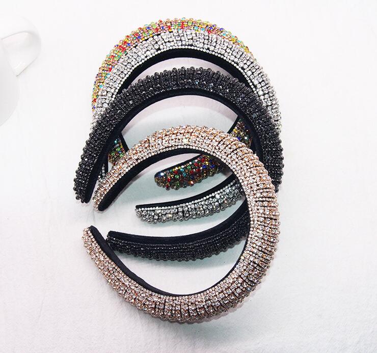 

Explosive style diamond-studded sponge headband net celebrity anchor headband female wide version European and American hair accessories, Silver
