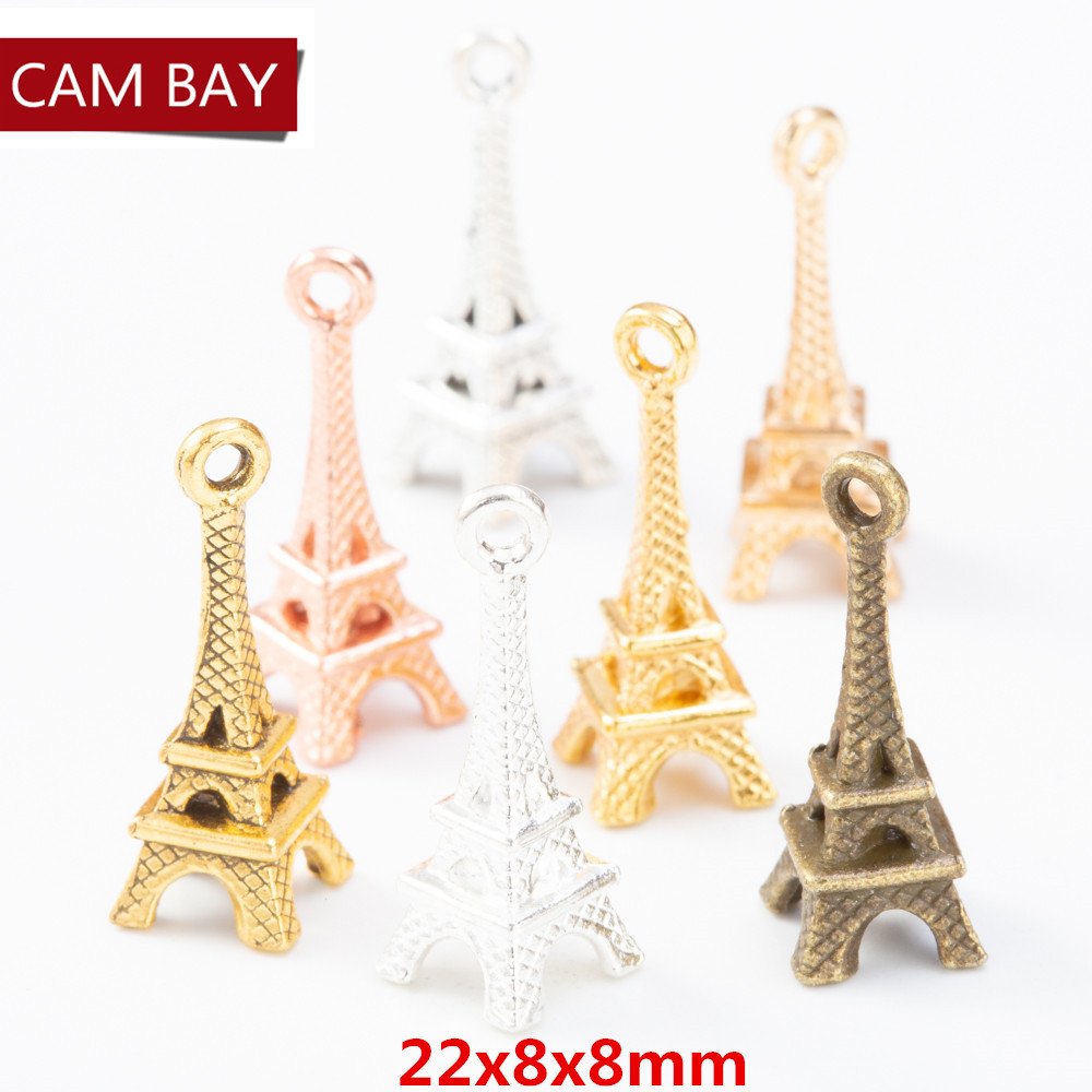 

200pcs Antique Alloy Eiffel Tower Charms Metal Pendants Fit Bracelet Necklace Jewelry Making DIY Crafts Accessories, Bronze;silver