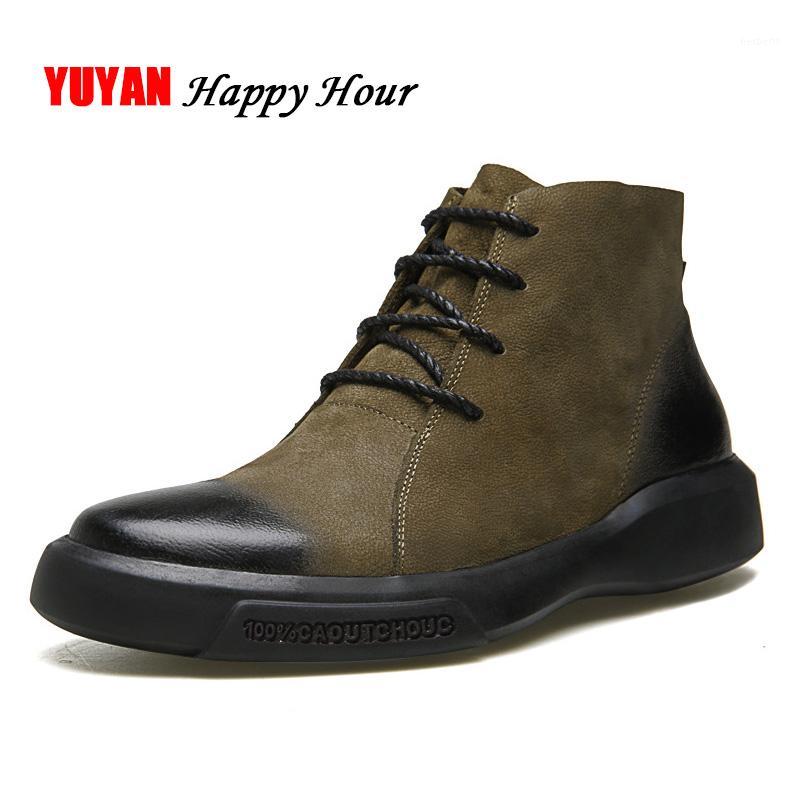 

Suede Boots Men Winter Shoes Genuine Leather Men's Ankle Boots Hard Outsole Non-slip Man Brand Botas KA3741, Black