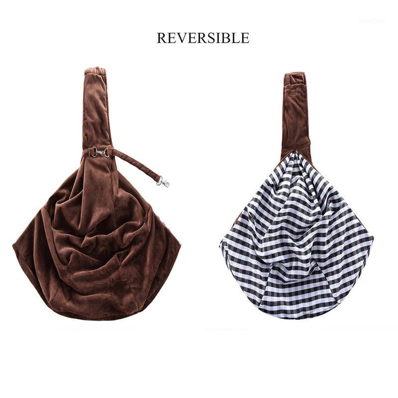 

Pet Small Dogs Cats Carrier Bag Plush Available Both Sides Hands-Free Plaid Sling Comfortable Strap Shoulder Pet Carrier Bags1
