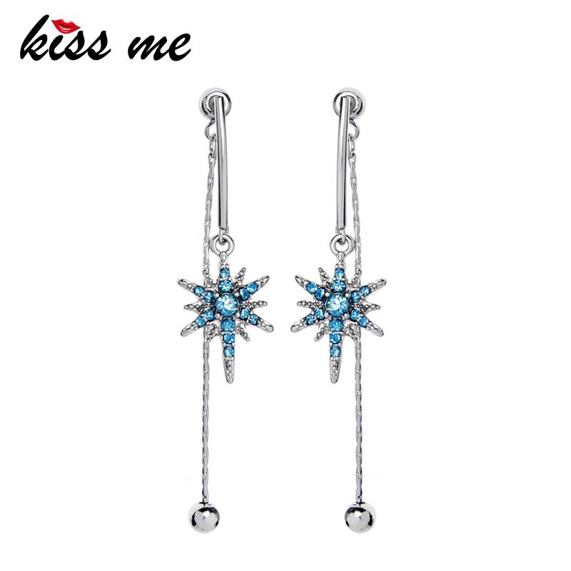 

kissme Korean Earrings 2020 Newest Blue Crystal Stars Drop Earrings for Women Fashion Jewelry