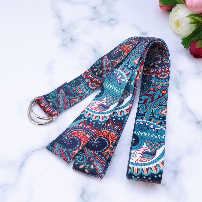

183x3.8cm Yoga Stretch Belt Blue Multi Functional Fitness Resistance Band Portable Printed Yoga Strap