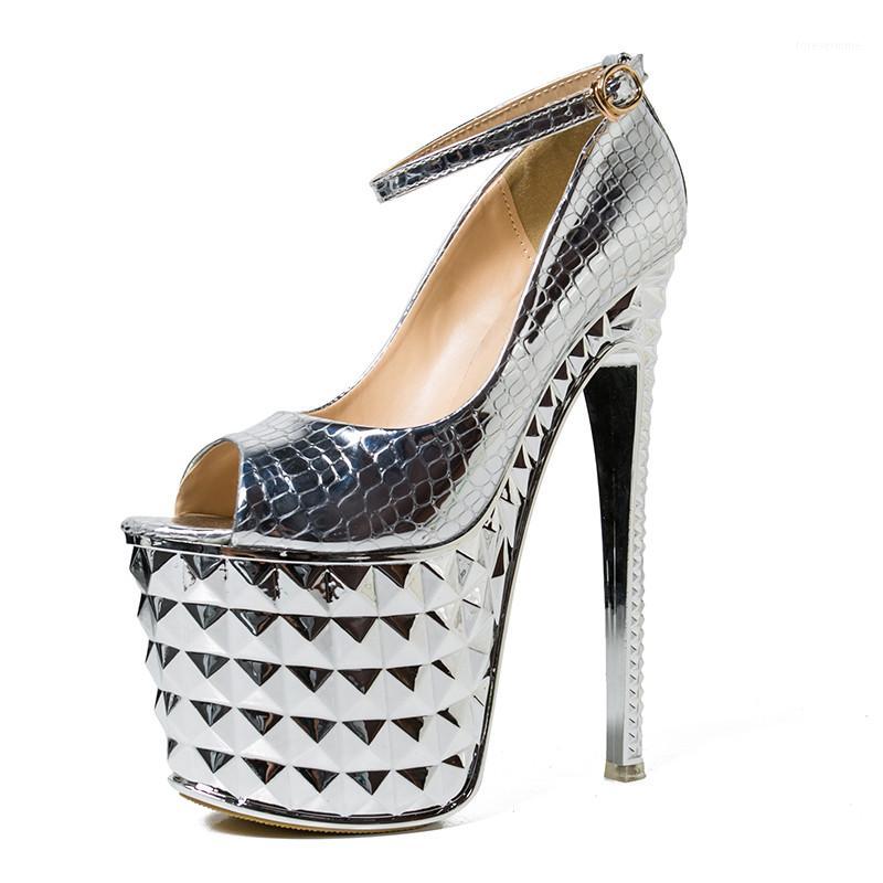 

Women Shoes 2020 Summer 19cm High Heel Shoes Woman Platform Pumps Fashion Wedding Party Peep Toe Sandals XKD30711, Silver