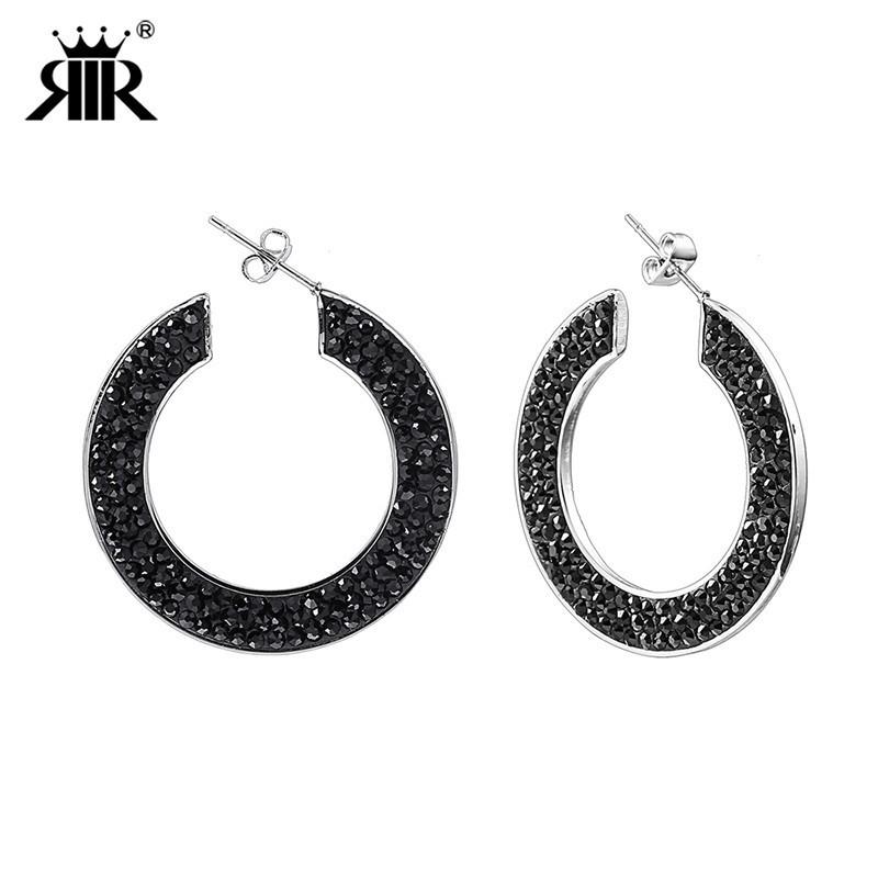 

RIR Fashion Womens Multicolored Hoop Earrings with Full Crystal Rhinestone Big Circle Earring