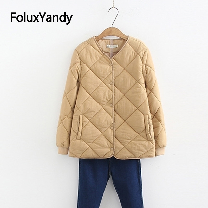 

Thin Parka Coat for Women Casual V-neck Loose Single Breasted Long Sleeve Plus Size Parkas Outerwear 3 Colors SWM1294 201127, Khaki