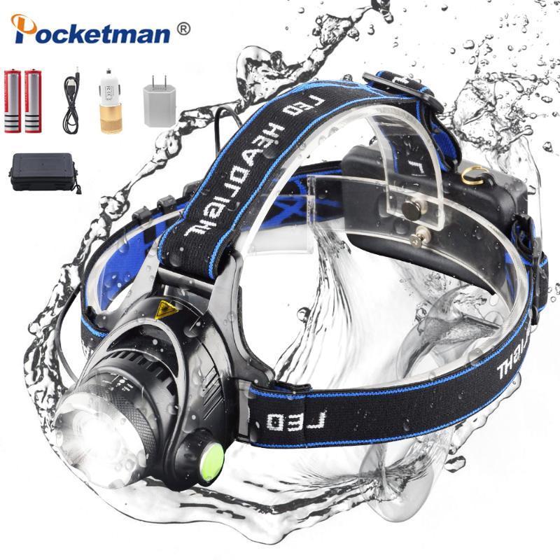 

POCKETMAN T6/L2 8000 Lumens LED Headlamp Zoomable Headlight Waterproof Head Torch Rechargeable Head lamp New1