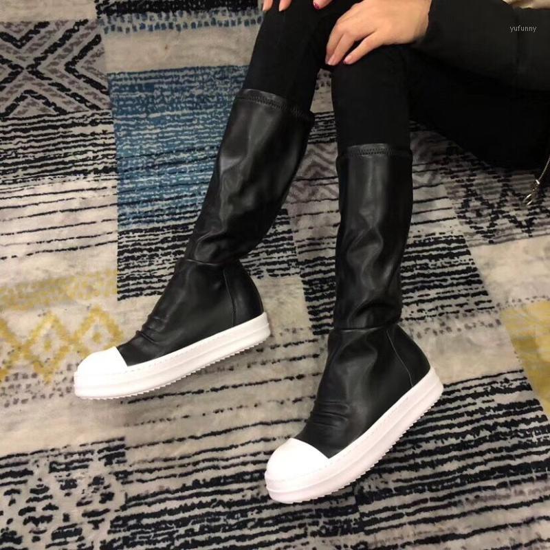 

Fashion Casual Boots Mid Heel Black Leather Women Boots Retro Autumn Winter Slip On Mid-calf Shoes Woman Botas Mujer1, As picture