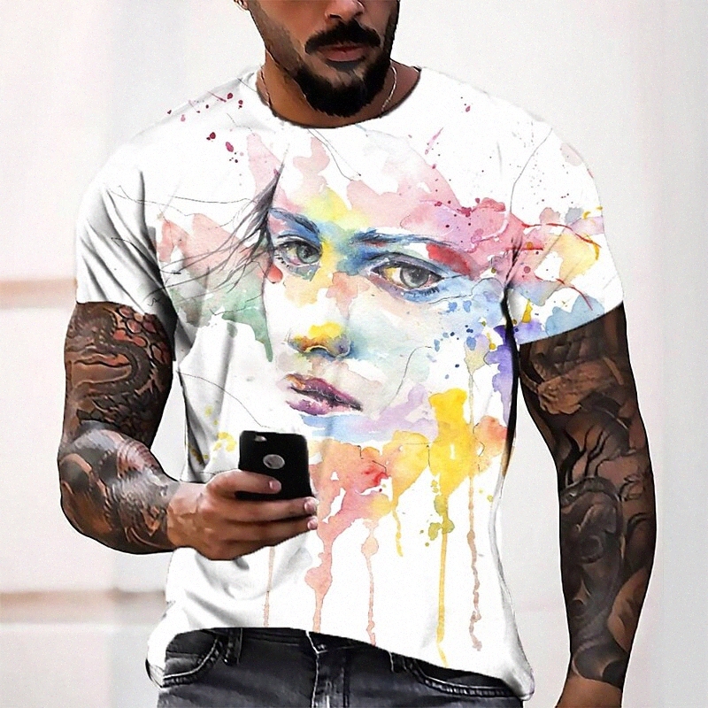 Men's Tee T shirt 3D Print Graphic Round Neck Casual Daily 3D Print Short Sleeve Tops Fashion Designer Cool Comfortable White v5W5#