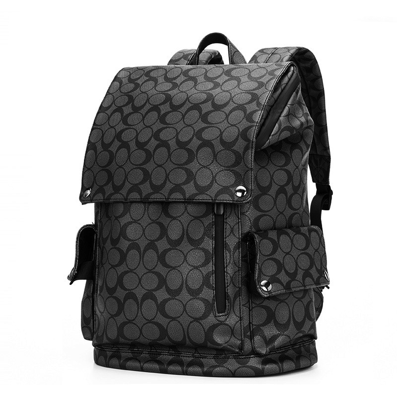 

Wholesale men leather shoulder bags fashion large-capacity multifunctional business and leisure computer backpacks college style clamshell student school bag, Black1-7355