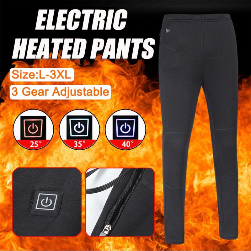 

3-Gear Adjustable Electric Heated Warm Pants Men Women USB Outdoor Flexible Thermal Winter Heating Pants for Camping Hiking, Men l