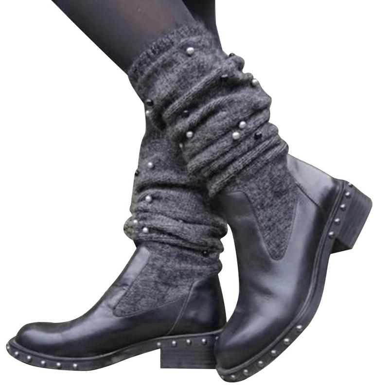 

Vogue Women Boots Classic Tassel Sock Boots Sexy Female Autumn Winter Lady Flat Heels Comfortable Shoes Women Botas MujerNice, Black