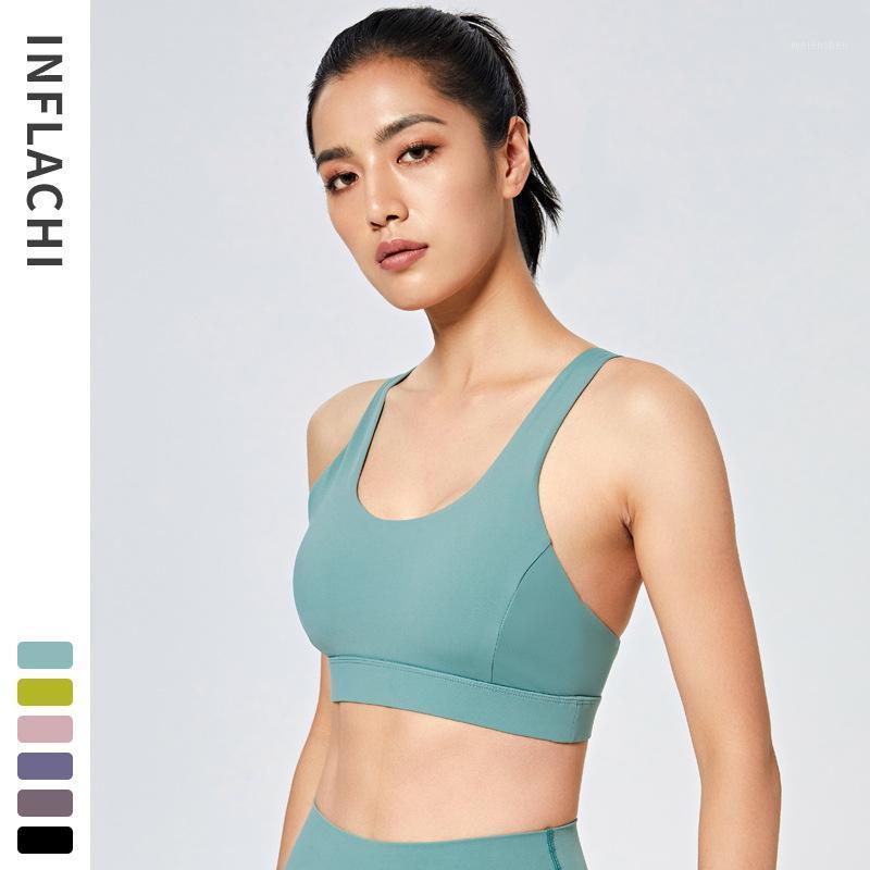 

New Style Fitness Running Sports Underwear Female Beauty Back Yoga Vest Style -resistant Bra Sexy Cross Spaghetti Strap1, Pink