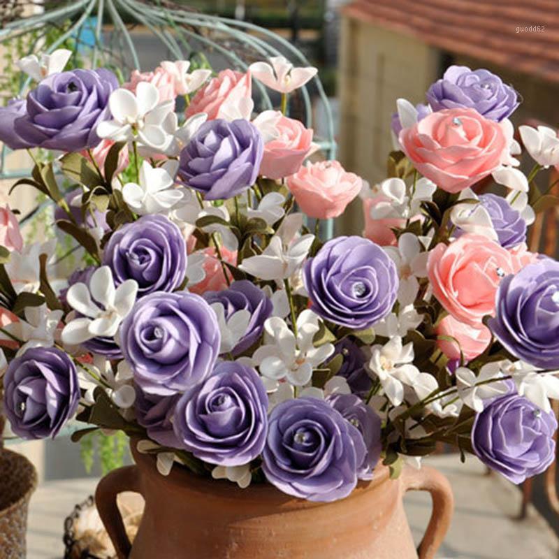 

Simulation Artificial Rose Flower Vintage Decoration for Home Wedding Party Office UYT Shop1, Blue