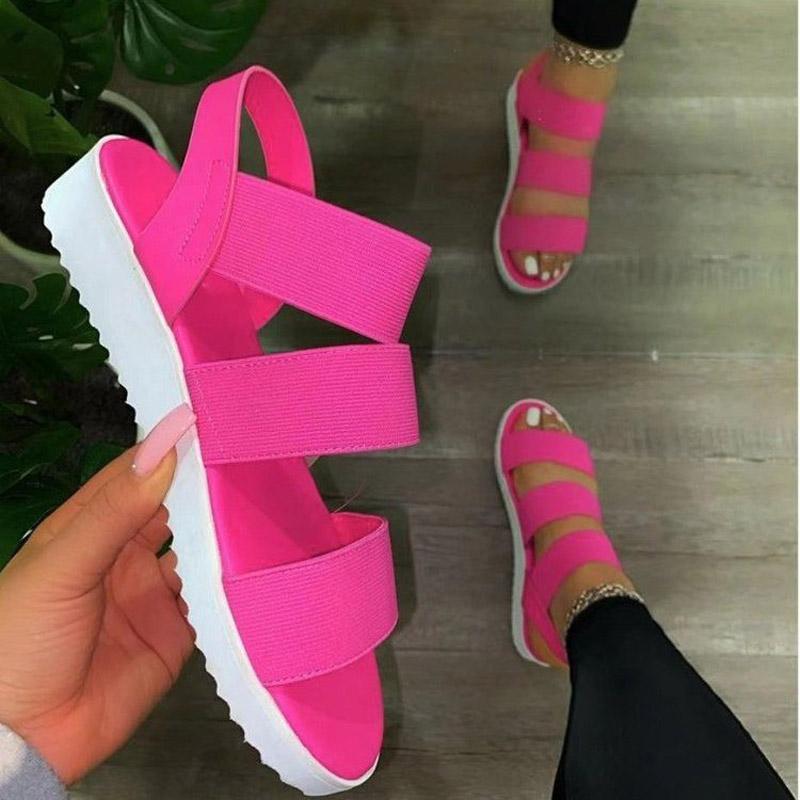 

Summer sandals women shoes new solid color casual sock shoes woman fashion lightweight hollow flat sandals female plus size, Black