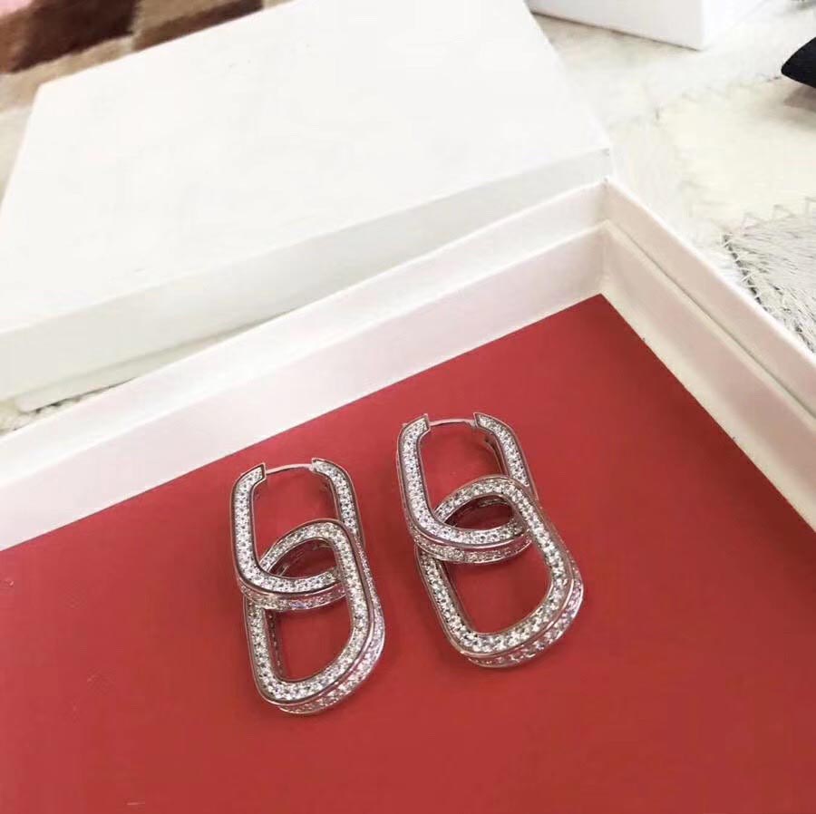 

simple double Square connect earring stud hoop gold color and silver plated wholesale price free shipping PS5736