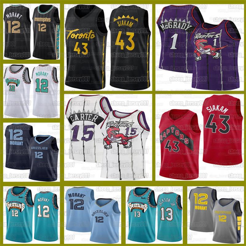 

Ja 12 Morant New Memphis Grizzlies 20/21 Jaren 13 Jackson Toronto Raptors Vince 15 Carter Jersey Pascal 43 Siakam Basketball, Black;red