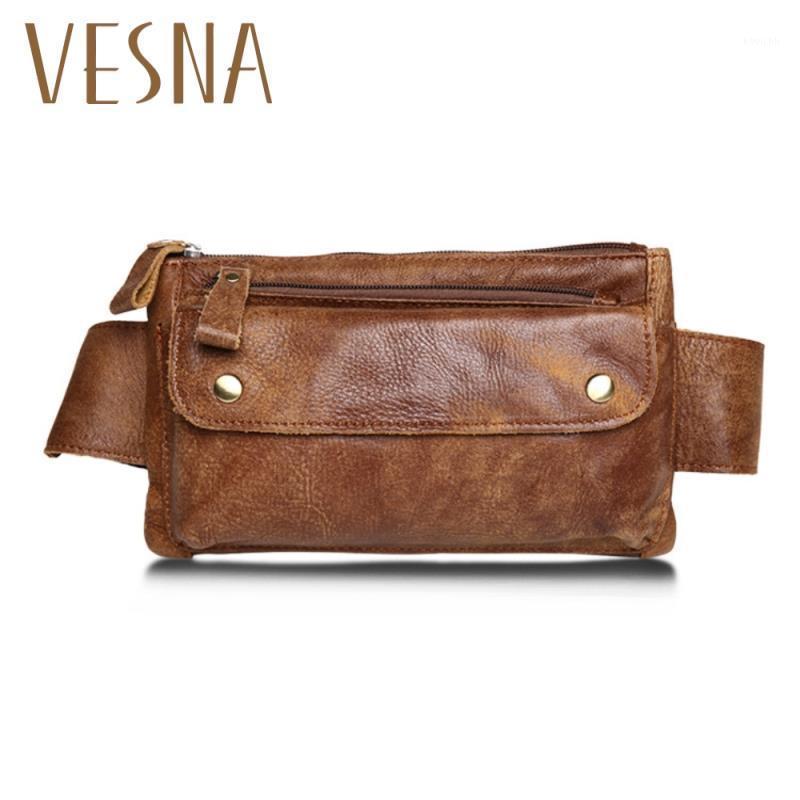 

New Business Cashier Leather Men's Pockets Casual Chest Leather Slung Men's Bag1, Brown