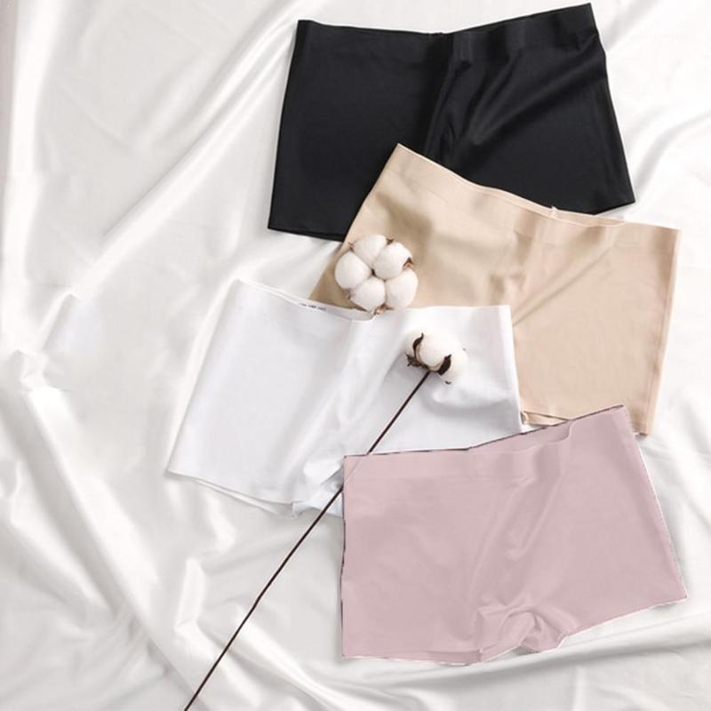 

Summer Solid Safety Short Boxer Underwear Ladies Girls Seamless Skin Boyshorts Silk Comfortable Pants Women Panties Nylon1, Black