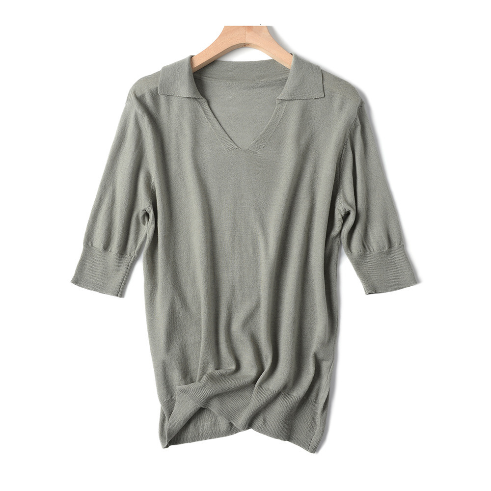 

2021 New Summer Women t Shirt Sexy v Neck Loose Short Sleeves Top Knitted Ribbed Female Tshirt J4uu, Blue