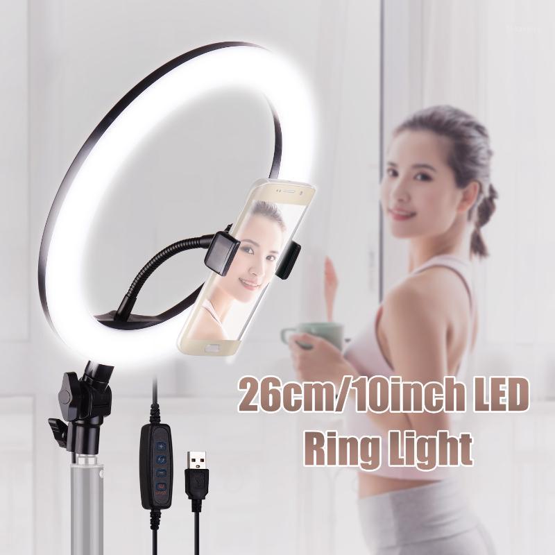 

26cm/10inch LED Ring selfie Light Photography Fill-in Lamp 3 Lighting Modes Adjustable Brightness USB Powered with Phone Holder1