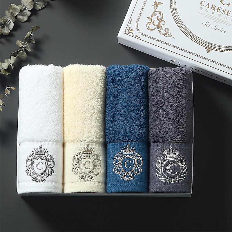 

Luxury Hotel Face Towels Gift Box Wedding Pure Cotton Hair Towels Face Home Soft Absorption Towel Gift for Christmas 4pcs 6MM100, Style 1