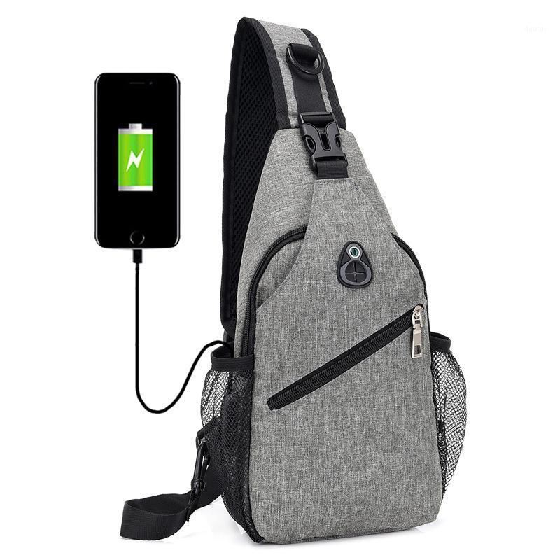 

2020 New Style Chest Pack Men USB Charging Backpack Waterproof Travel Pouch Casual Large-Volume Shoulder Chest Bag1, Black