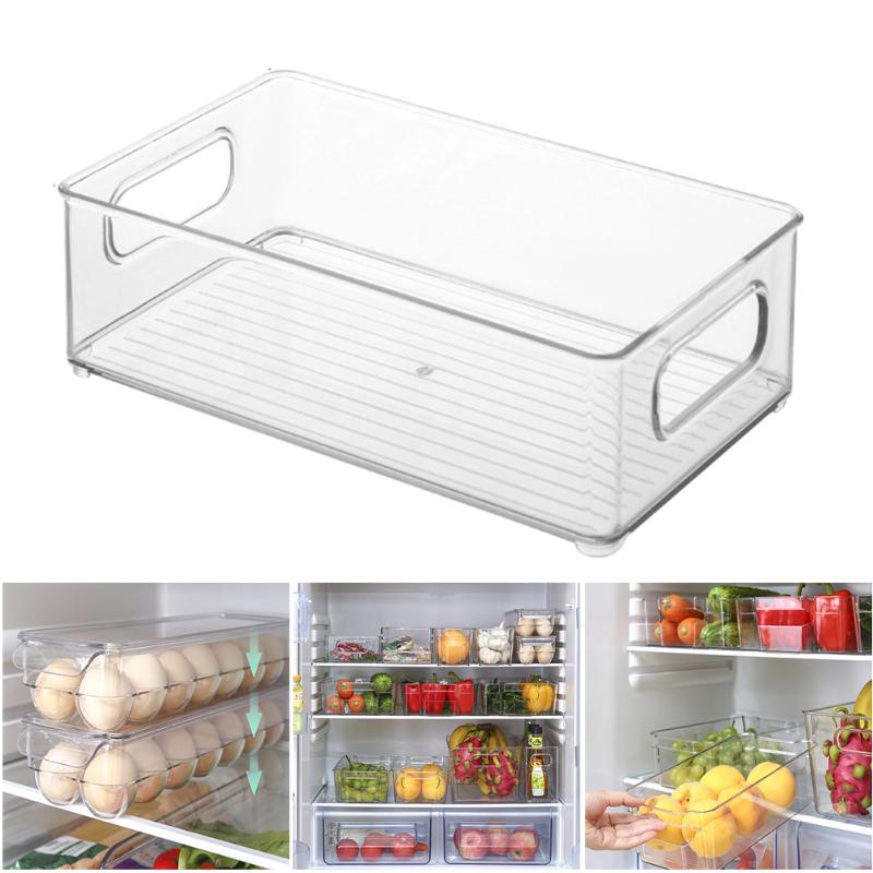 

Refrigerator Organizer Bins Stackable Fridge Organizers Storage Box with Cutout Handles for Freezer Cabinets VJ-Drop