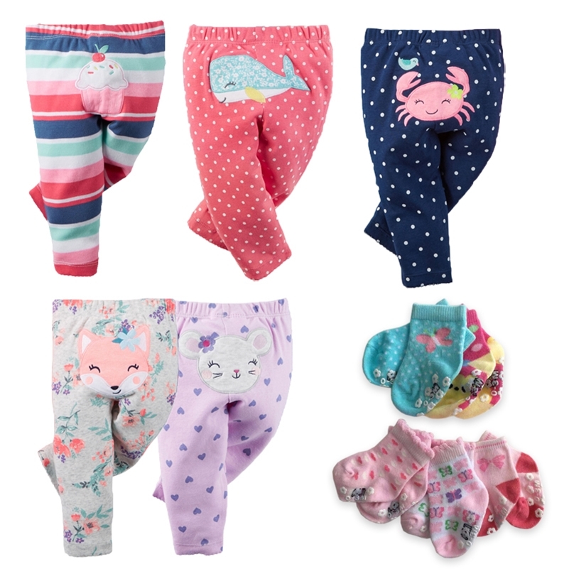 

3/ Baby Pants Cartoon Leggings Soft Cotton 2020 Warm Autumn Winter Newborn Boys Girls Trousers Anti-slip Socks Bebes Sets LJ201012, Red