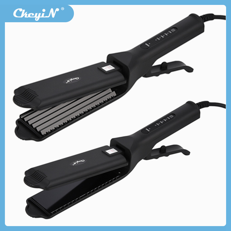 Fast Heating Hair Straightener Ceramic Perm Corrugated Hair Curler Waver Crimper Corn Wide Plate Adjustable Flat Iron-image-750646714
