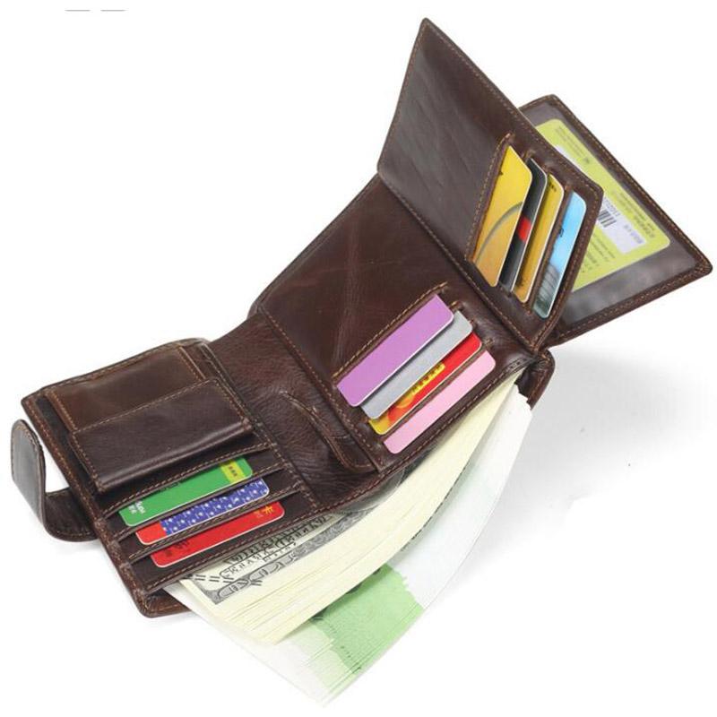 

Men Genuine Leather Wallet Male Short Coin Purse Bag Male Functional Card Holder Case Wallet Boy, Black