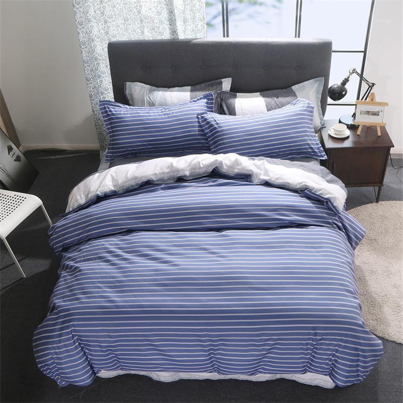 

J Geometric Stripe Printed 4pcs Girl Boy Bed Cover Set Duvet Cover Adult Child Bed Sheet Pillowcase Comforter Bedding Set 610161, 2tj-61019-012