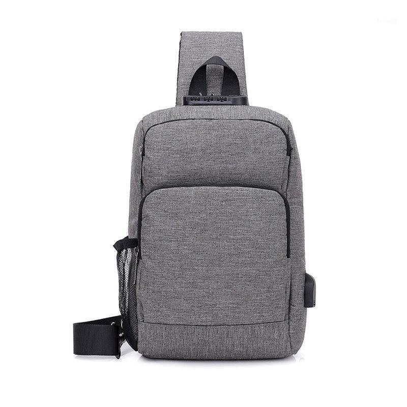 

New Style Business Portable Charging Chest Pack Men Casual Travel Bag Documents Mobile Phone Shoulder Bag1, Black