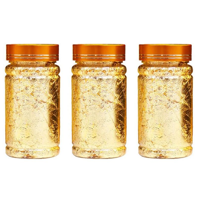 

HOT-3Pcs Metallic Foil Paper Silver Gold Leaf Flakes for DIY Craft Painting Gilding Crafting Nail Arts (Golden