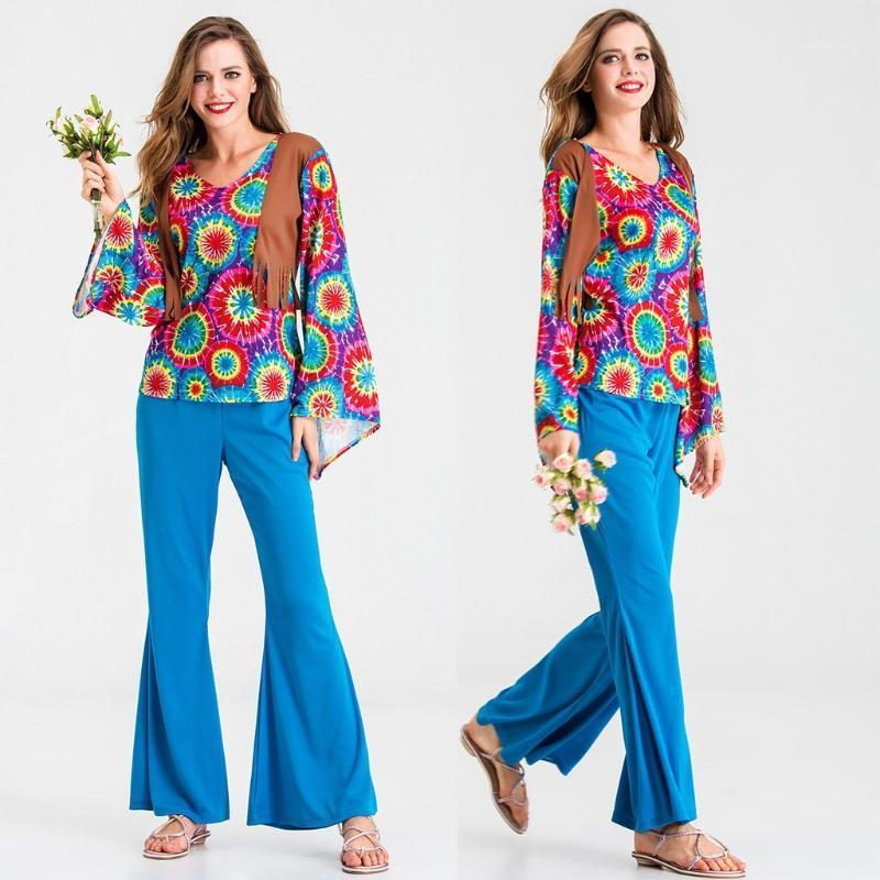 

2020 Halloween Party Retro Horn Pants Women 's Sets Costume Bar Casual women suits conjunto feminino calça e blusa moletom #C1, Multicolor