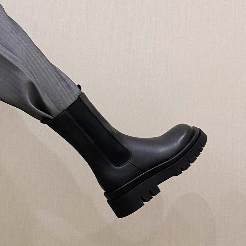 

Autumn Winter Flats Platform Women Ankle Boots Warm Genuine Leather Motorcycle Boots Chunky Heels casual Shoes Woman, Short brown