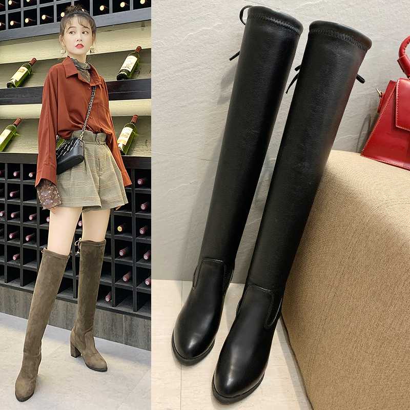 

2020 New Shoes Women Boots Black Over the Knee Boots Sexy Female Autumn Winter lady Thigh High, Beige